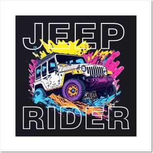 Jeep Rider vintage retro design. Posters and Art